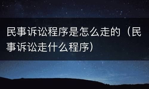 民事诉讼程序是怎么走的（民事诉讼走什么程序）