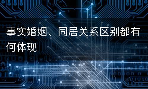 事实婚姻、同居关系区别都有何体现