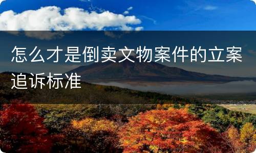 怎么才是倒卖文物案件的立案追诉标准