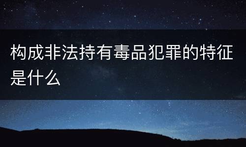 构成非法持有毒品犯罪的特征是什么