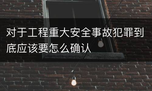 对于工程重大安全事故犯罪到底应该要怎么确认