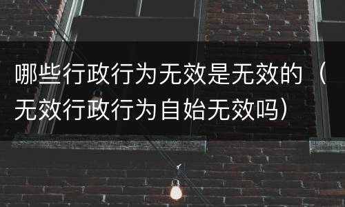 哪些行政行为无效是无效的（无效行政行为自始无效吗）