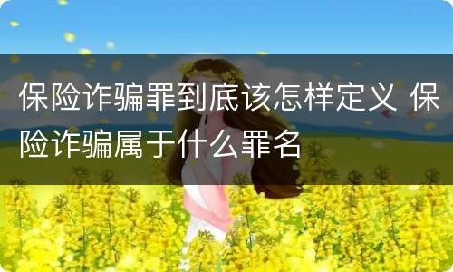 保险诈骗罪到底该怎样定义 保险诈骗属于什么罪名