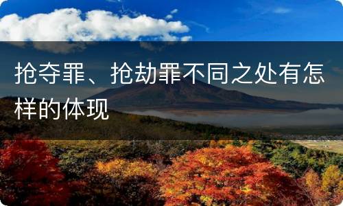 抢夺罪、抢劫罪不同之处有怎样的体现
