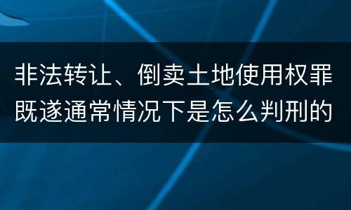非法转让、倒卖土地使用权罪既遂通常情况下是怎么判刑的