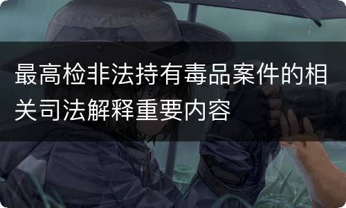 最高检非法持有毒品案件的相关司法解释重要内容