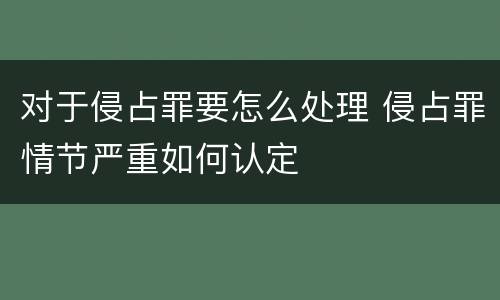 对于侵占罪要怎么处理 侵占罪情节严重如何认定