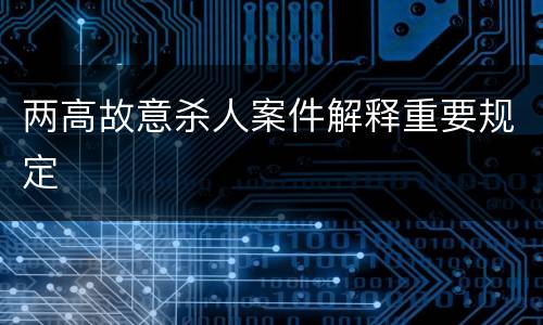 两高故意杀人案件解释重要规定