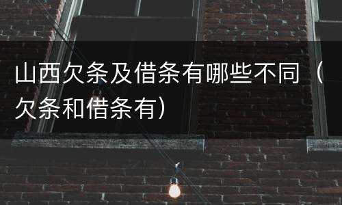 山西欠条及借条有哪些不同（欠条和借条有）