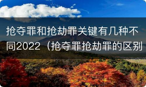 抢夺罪和抢劫罪关键有几种不同2022（抢夺罪抢劫罪的区别）