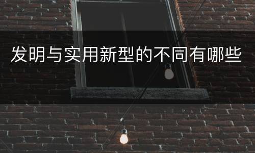 发明与实用新型的不同有哪些