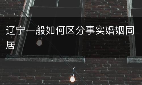 辽宁一般如何区分事实婚姻同居