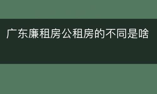 广东廉租房公租房的不同是啥