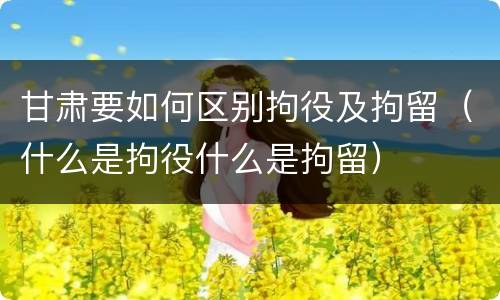 甘肃要如何区别拘役及拘留（什么是拘役什么是拘留）