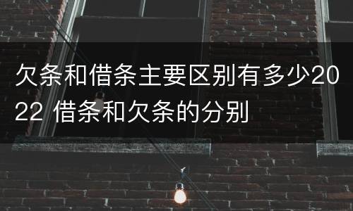欠条和借条主要区别有多少2022 借条和欠条的分别