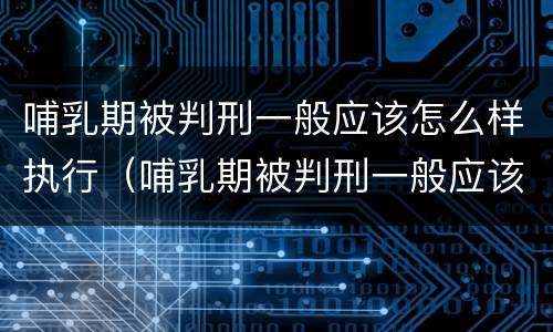 哺乳期被判刑一般应该怎么样执行（哺乳期被判刑一般应该怎么样执行呢）