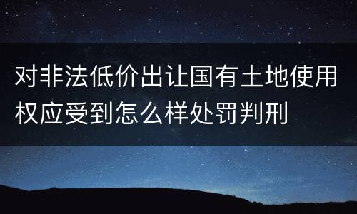 对非法低价出让国有土地使用权应受到怎么样处罚判刑