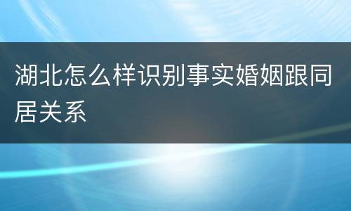湖北怎么样识别事实婚姻跟同居关系