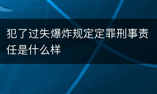 犯了过失爆炸规定定罪刑事责任是什么样