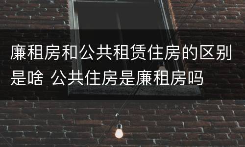 廉租房和公共租赁住房的区别是啥 公共住房是廉租房吗