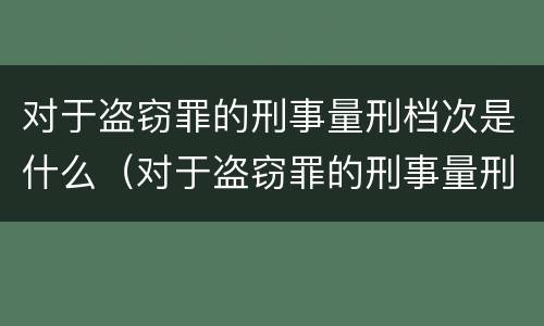对于盗窃罪的刑事量刑档次是什么（对于盗窃罪的刑事量刑档次是什么意思）