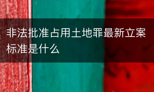 非法批准占用土地罪最新立案标准是什么