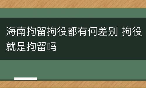 海南拘留拘役都有何差别 拘役就是拘留吗