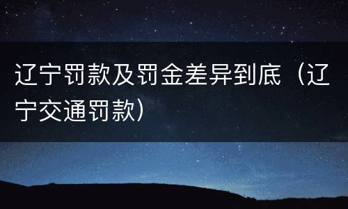 辽宁罚款及罚金差异到底（辽宁交通罚款）