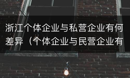 浙江个体企业与私营企业有何差异（个体企业与民营企业有啥不同）