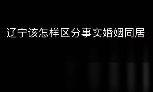 辽宁该怎样区分事实婚姻同居