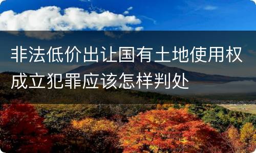 非法低价出让国有土地使用权成立犯罪应该怎样判处