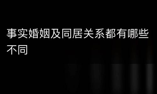 事实婚姻及同居关系都有哪些不同