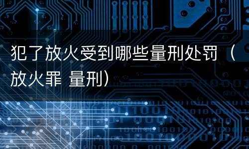 犯了放火受到哪些量刑处罚（放火罪 量刑）