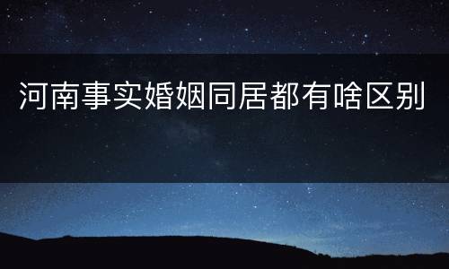 河南事实婚姻同居都有啥区别