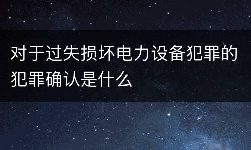 对于过失损坏电力设备犯罪的犯罪确认是什么