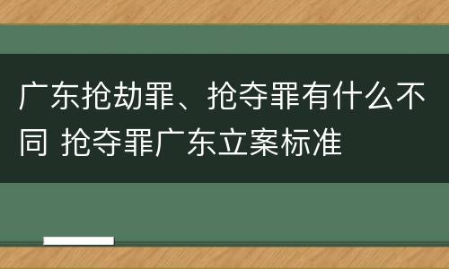 广东抢劫罪、抢夺罪有什么不同 抢夺罪广东立案标准