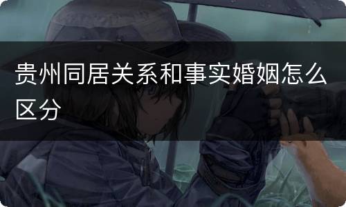 贵州同居关系和事实婚姻怎么区分