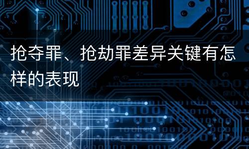 抢夺罪、抢劫罪差异关键有怎样的表现