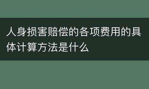 人身损害赔偿的各项费用的具体计算方法是什么