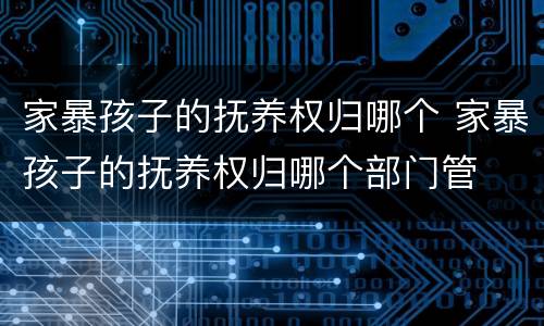 家暴孩子的抚养权归哪个 家暴孩子的抚养权归哪个部门管