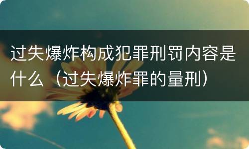 过失爆炸构成犯罪刑罚内容是什么（过失爆炸罪的量刑）