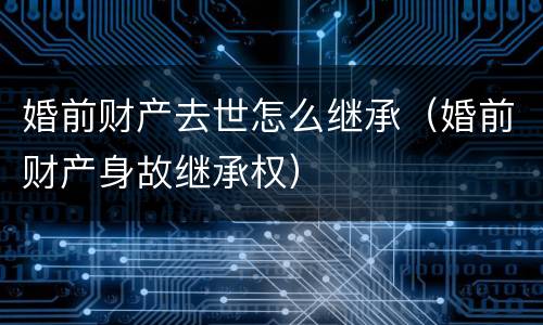 婚前财产去世怎么继承（婚前财产身故继承权）