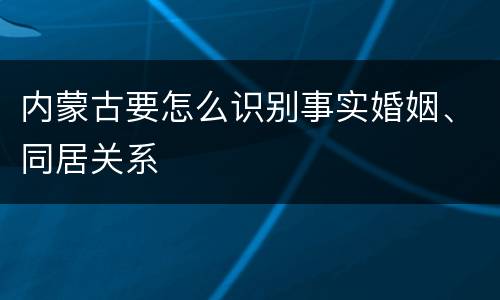 内蒙古要怎么识别事实婚姻、同居关系