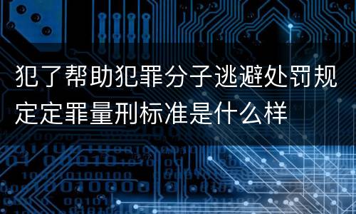 犯了帮助犯罪分子逃避处罚规定定罪量刑标准是什么样