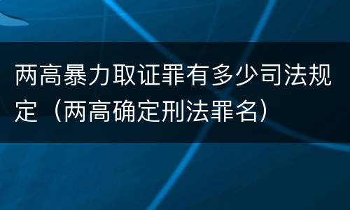 两高暴力取证罪有多少司法规定（两高确定刑法罪名）