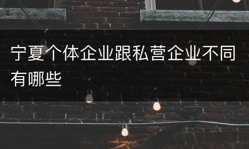 宁夏个体企业跟私营企业不同有哪些