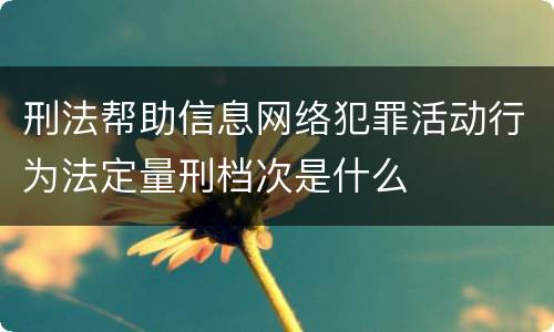 刑法帮助信息网络犯罪活动行为法定量刑档次是什么
