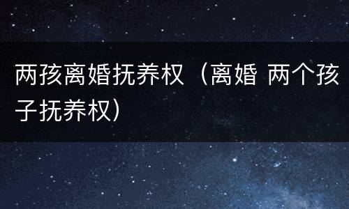 两孩离婚抚养权（离婚 两个孩子抚养权）