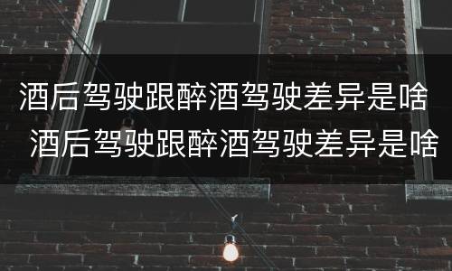 酒后驾驶跟醉酒驾驶差异是啥 酒后驾驶跟醉酒驾驶差异是啥意思