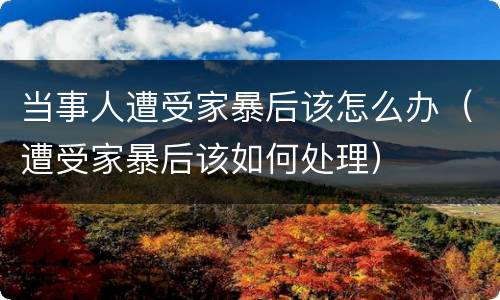 当事人遭受家暴后该怎么办（遭受家暴后该如何处理）